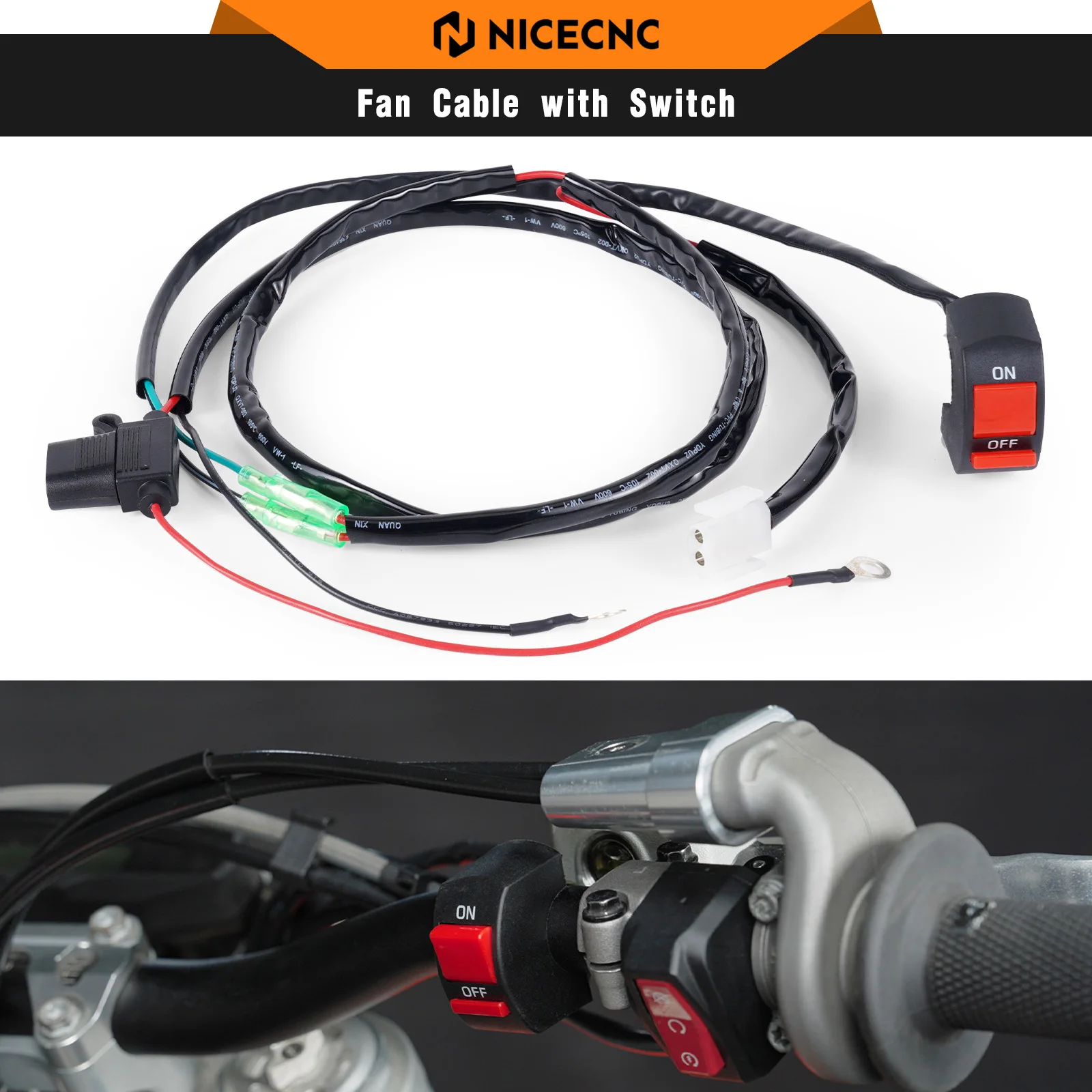 

NICECNC For KTM SX 125 SX 250 SXF 450 2017-2025 Fan Cable with Switch Kit For Husqvarna TX 300 FX FC 350 450 GasGas EC 250F 350F