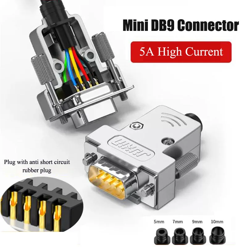 Metal DB9 Male Female Connector Mini RS232 Serial Port Plug Industrial Grade Ultrathin Solid Pin 9-pin 485 COM Port Socket