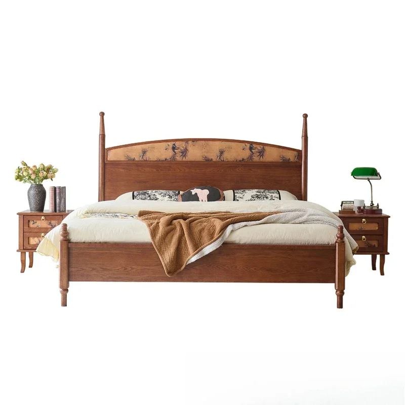 

Fragrant cloud yarn French antique French retro solid wood 1.8 meters American double bed master bedroom ash wood bed