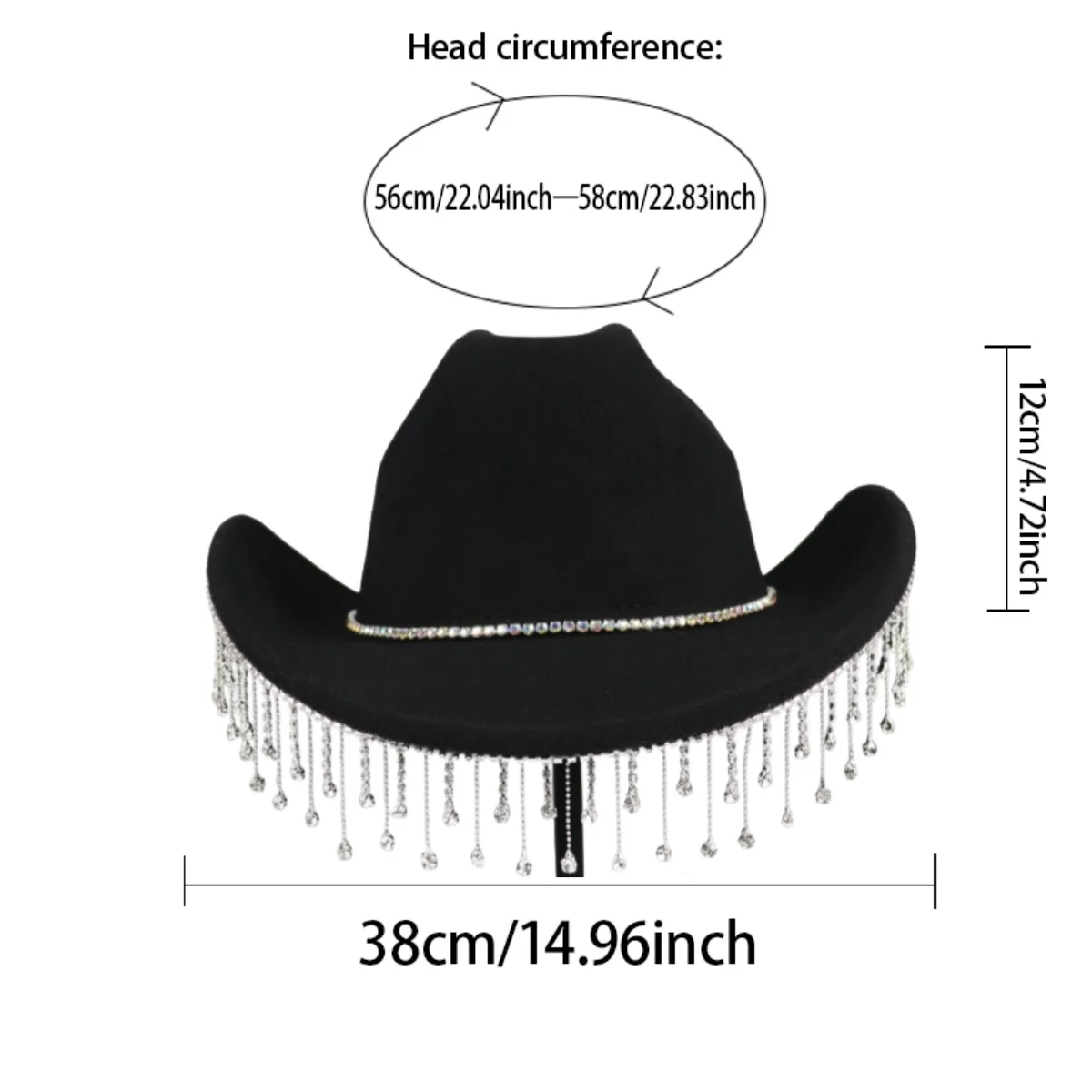 HongLuan Glitterkostuumhoed Volwassene & Cowboyhoeden Strass voor dames, Cowboy Cosplay Vrouwelijke accessoires & Cowgirl Cap