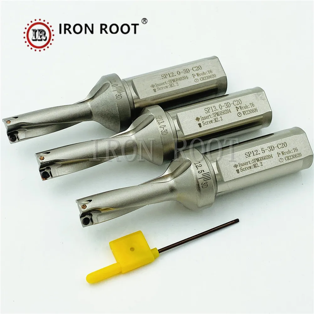 IRON ROOT SP Series Indexable Drill Insert 3D, U drill Violent Drill Diameter 8.5~12.5mm CNC Turning Tool For SPMG020102 040204