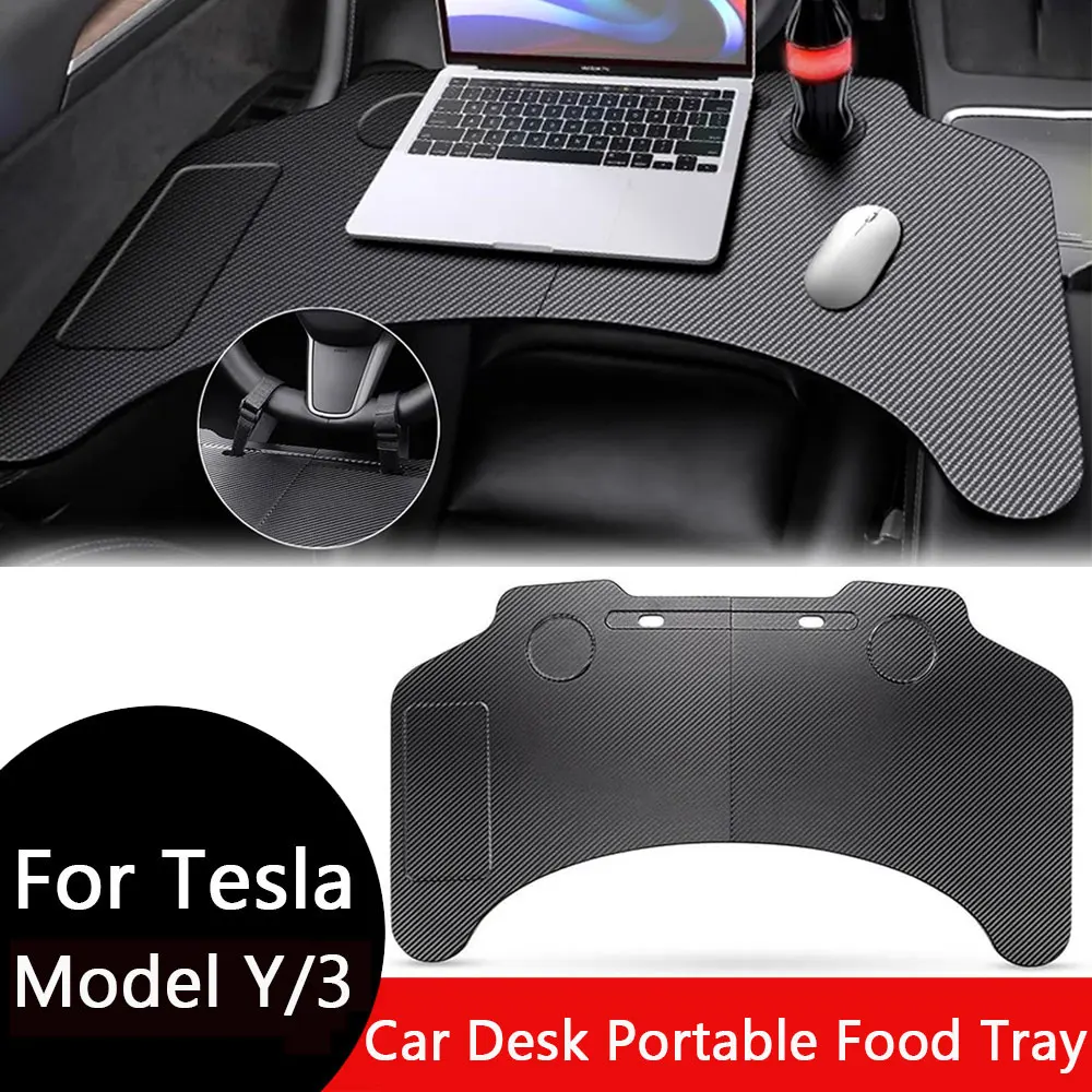 Per Tesla Modello 3 Y Pieghevole Multifunzione Scrivania per auto Vassoio per alimenti portatile Scrivania per laptop per auto Vassoio in fibra di