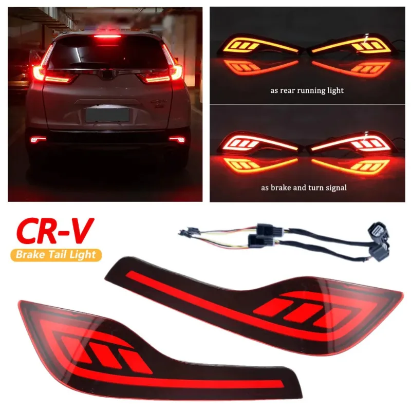 3D Optic LED Rear Bumper Reflector Brake Tail Light Lamp For Honda CRV 2017-2019