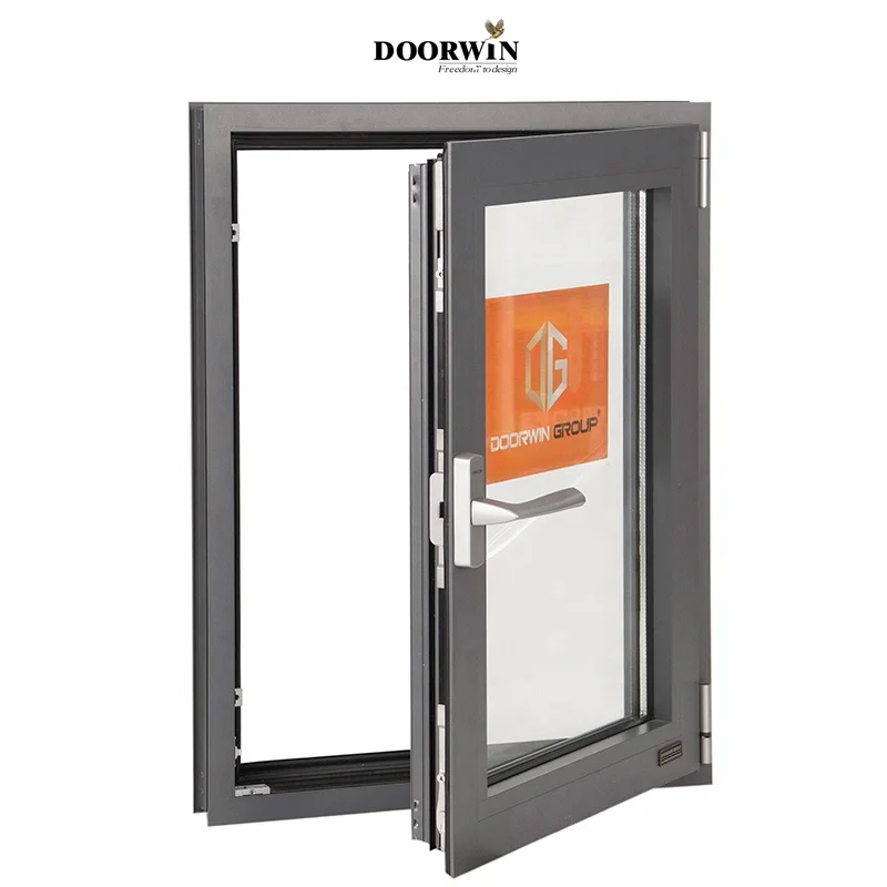 Doorwin Nfrc Ce Aluminium Slank Frame Ramen Dubbele Beglazing Orkaan Impact Tilt En Draai Raam