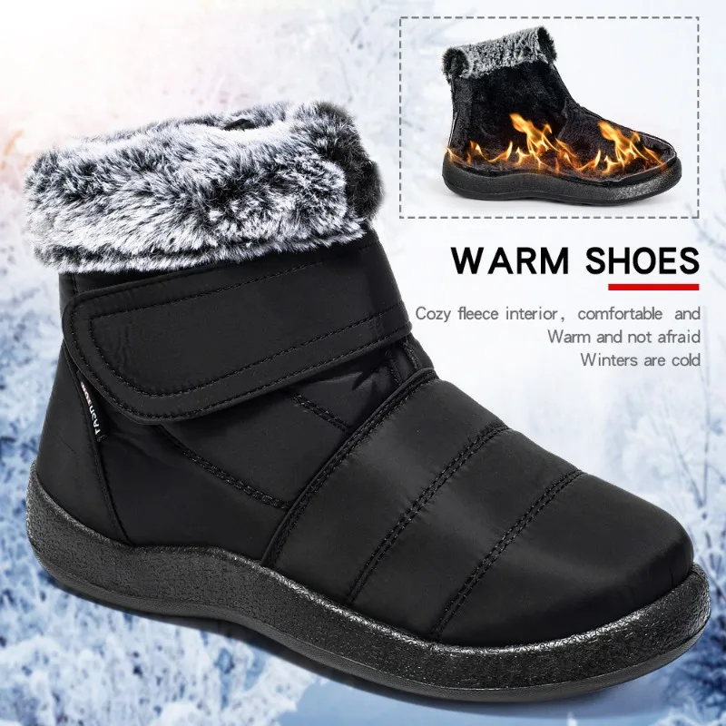 Women Winter Warm Boots Windproof Thick Soled Snow Boots Waterproof Non-slip Flat Shoes Low Tube High Top Soft Sole Fashion Boot