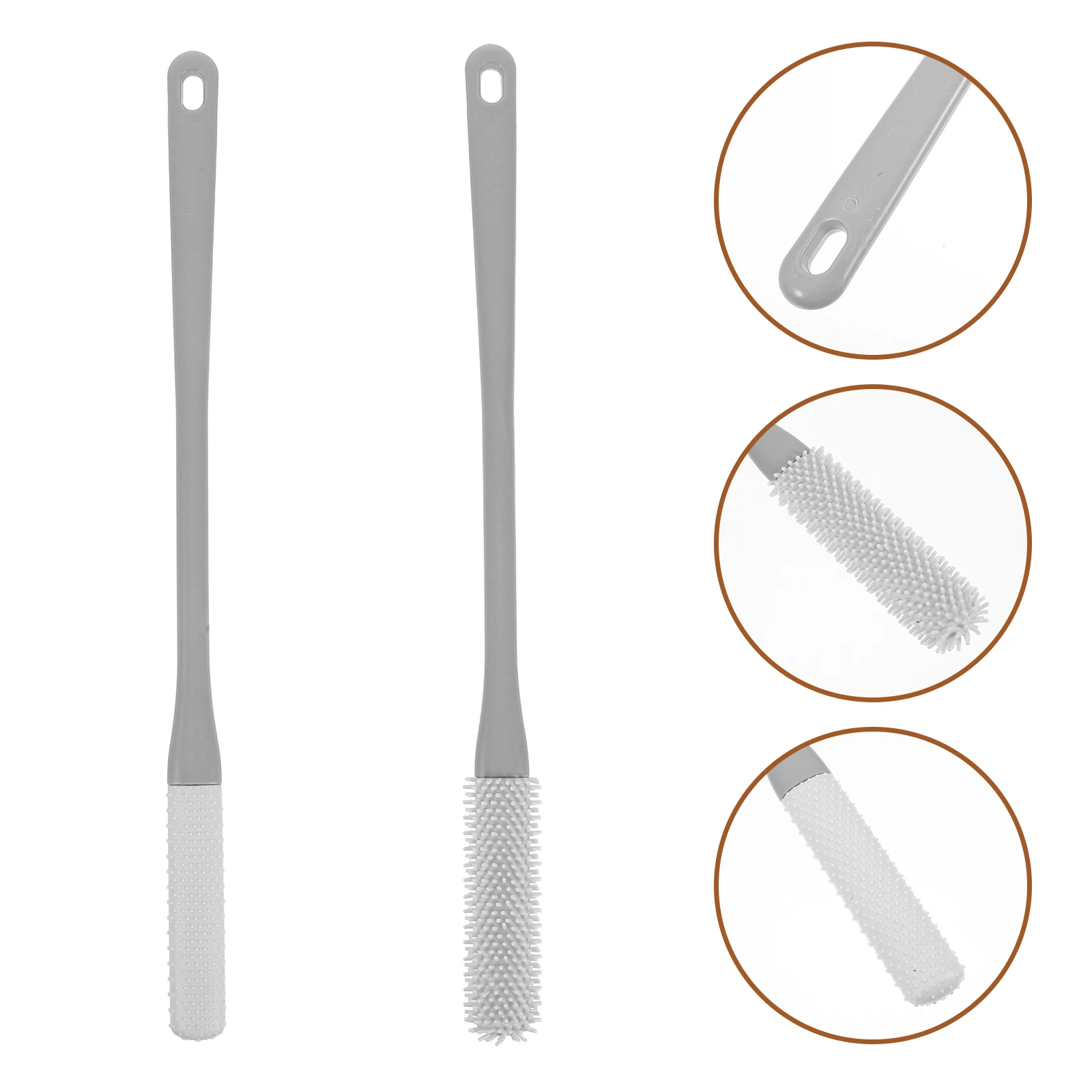

2pcs Long Handle Foot Scrub Brush Soft Silicone Toe Cleaning Tool For Shower Exfoliating Dead Skin Removal Foot Care For Elderly