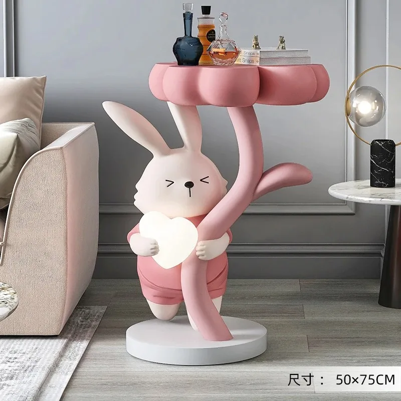 Wholesale glass fiber  led light rabbit statue ornament sculpture floor lamp living room home decoration