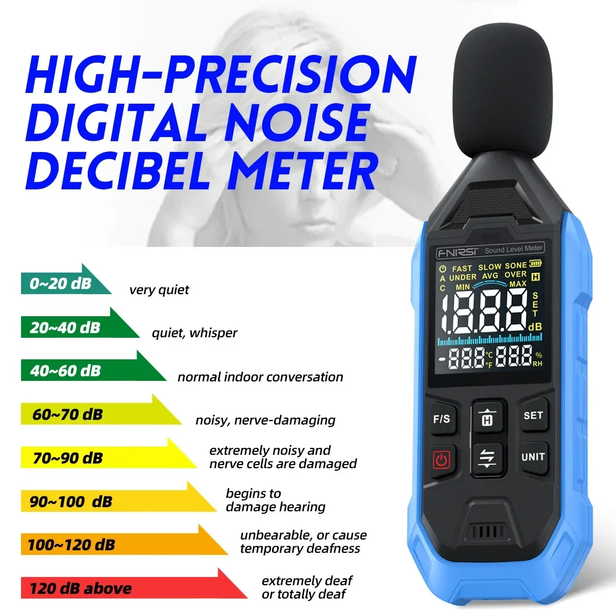 FNIRSI NEW FDM01 Digital Handheld Noise Measuring Instrument 30 - 130dB - Sound Level and Audio Measuring Device