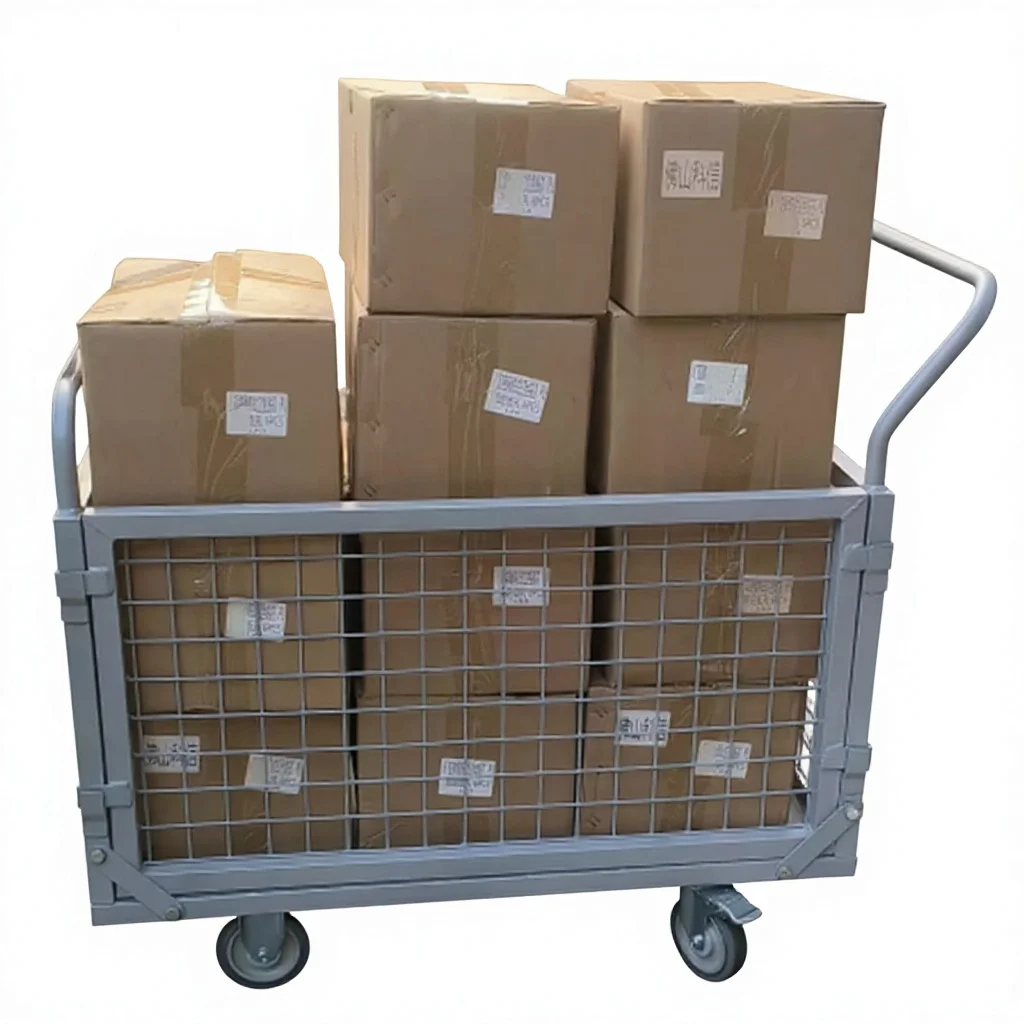Compact Delicate High Quality Four-Wheel Platform Industrial OEM Capacity 200kgs Mild Steel Hand Cart Trolley