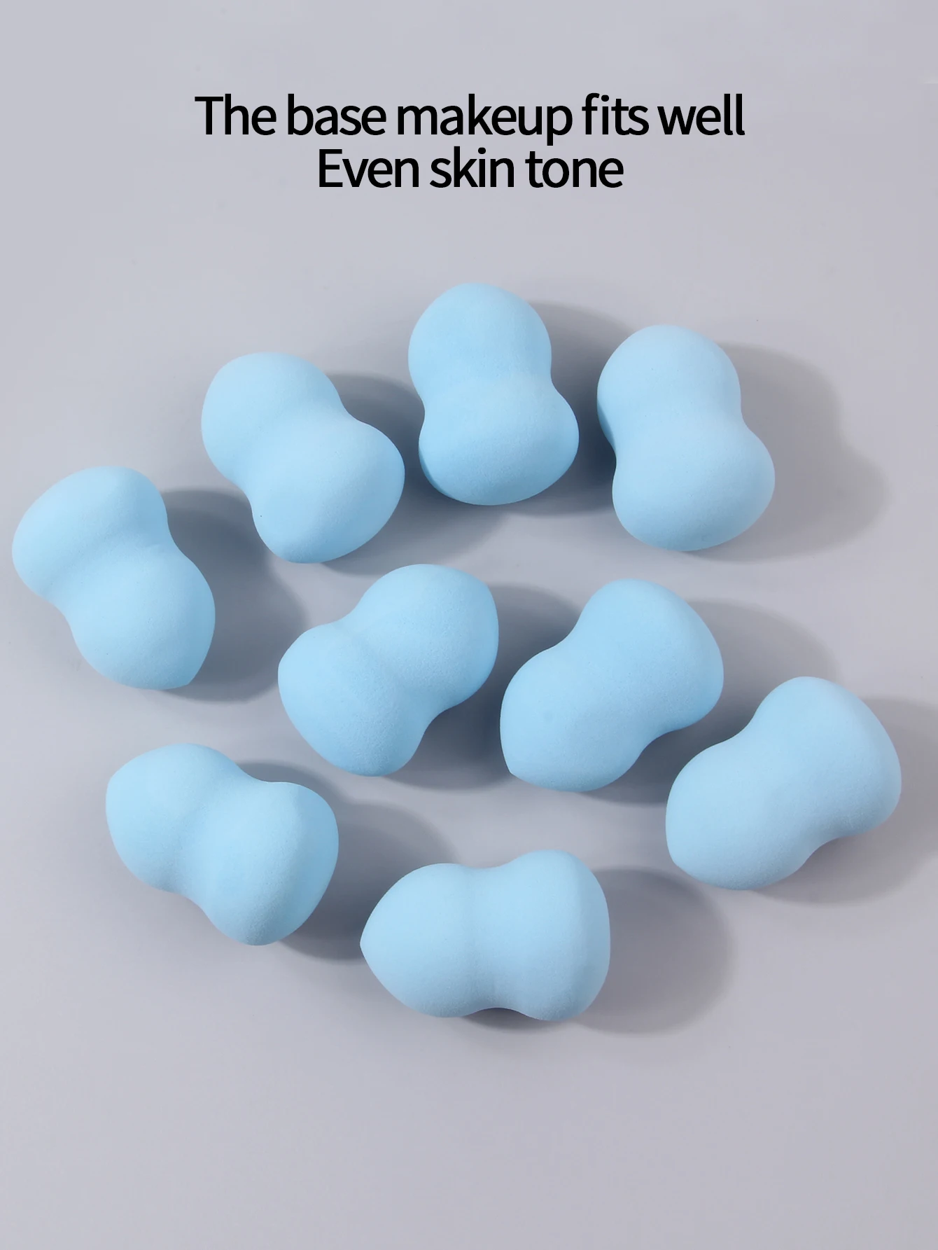 9-delige set blauwe kalebas schoonheidsei, draagbaar spons-ei voor zowel droog als nat gebruik, foundation make-up ei voor beginners