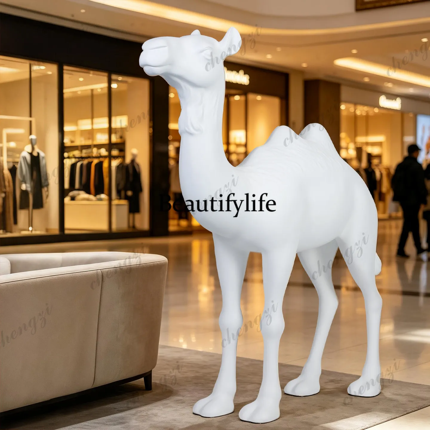 FRP Bimodal Camel Floor Sculpture Ornament Light Luxury Living Room Model Room Villa Hotel Soft Decoration