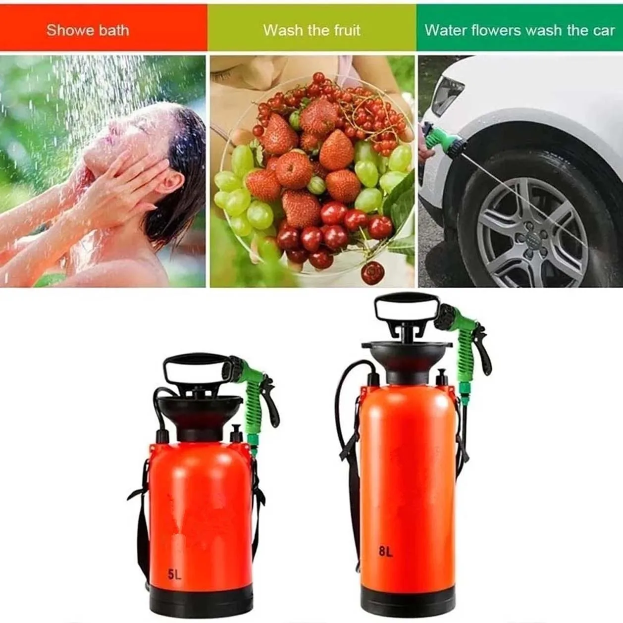 NEW 5/8L Car Washing Small Sprayer Portable Outdoor Camping Shower Multi-Function Bath Sprayer Watering Flowers For Travel