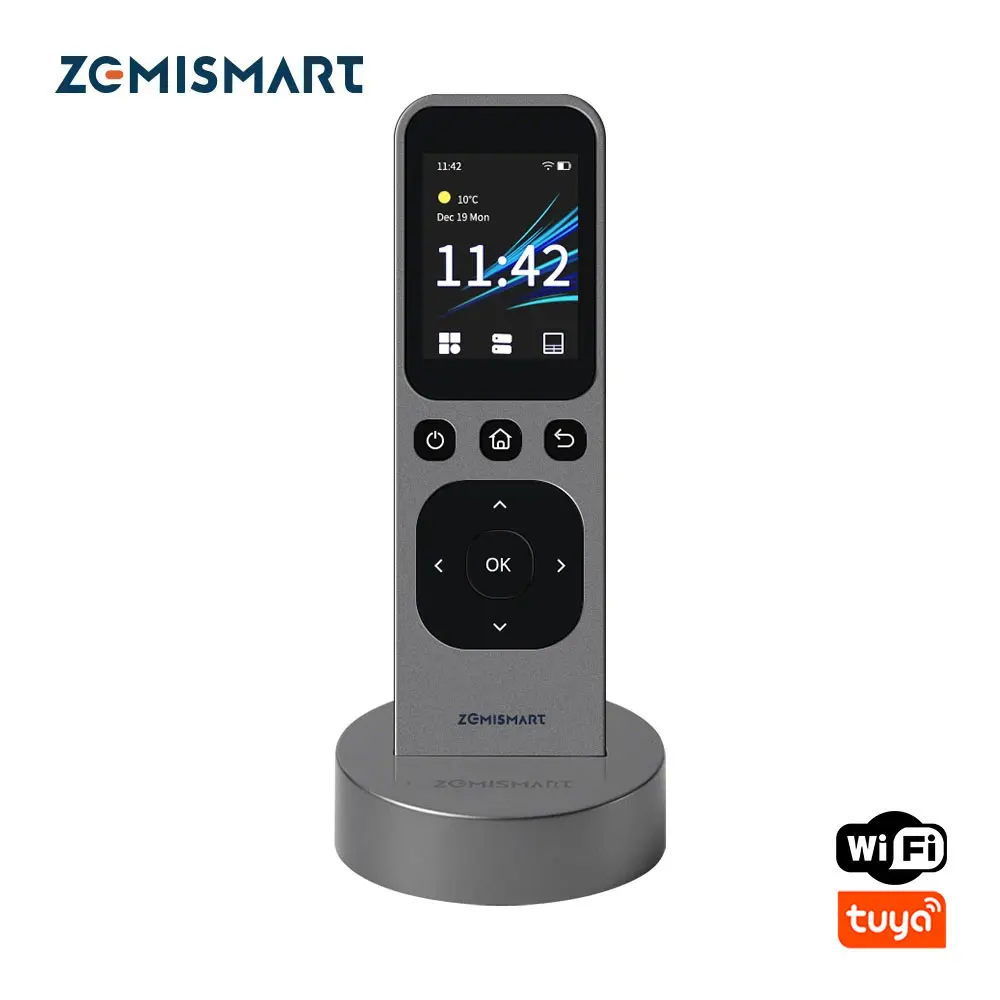 Zemismart Tuya WiFi IR Central Remote Control with HD Touch Screen Wireless Charging Base Infrared Control Smart Devices