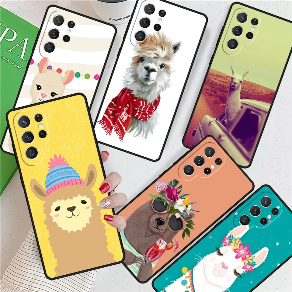 Animal Lama Llama Alpacas For Samsung Galaxy S24 Ultra S21 S22 S8 S9 S10E Note 10 20 Plus FE S23 Phone case Cover Coque