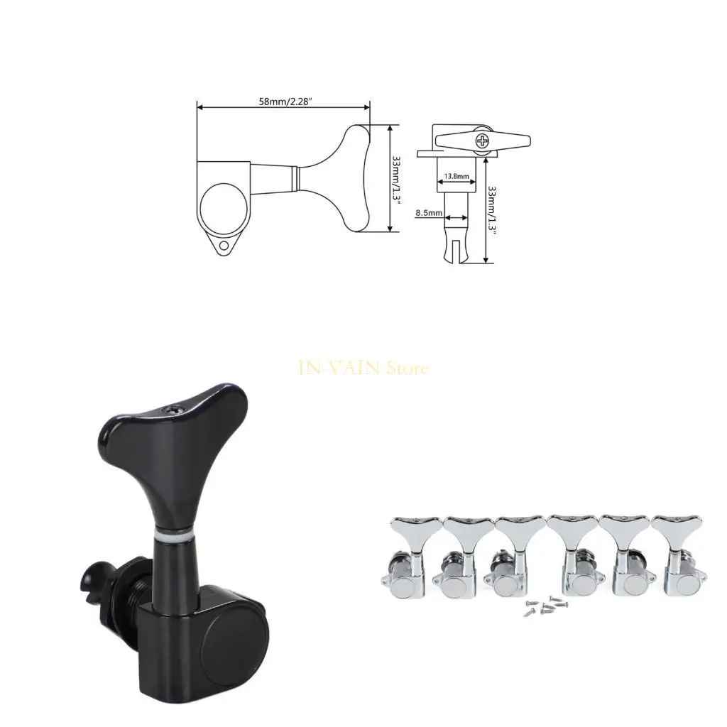 M5TC Bass Tuning Peg Electric Bass Opened Machine Head Knobs Bass String Turner for 4 String Bass Guitar Bass Right/Left