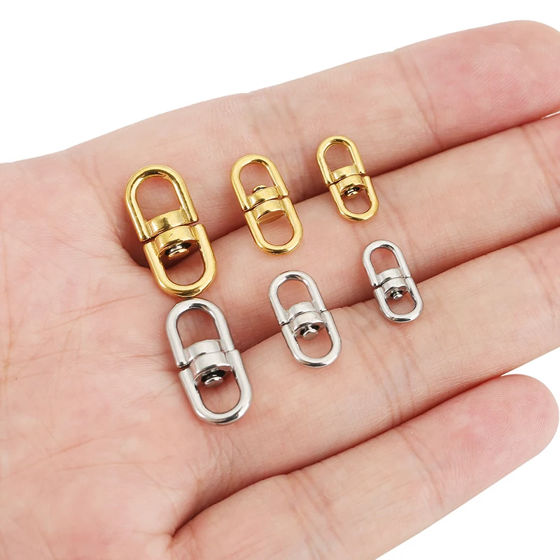 5pcs Stainless Steel Rotating Keyrings Key Chains Accessories PVD Never Fade Key Ring Buckle Hooks Keychain For Jewelry Findings