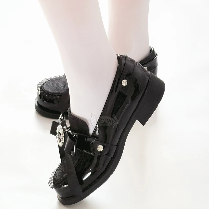 Fashion Women's Shoes Waterproof Platform Lady Pumps Japanese Style High Heels Platform Lolita Pearl Heart Buckle Leather Shoes