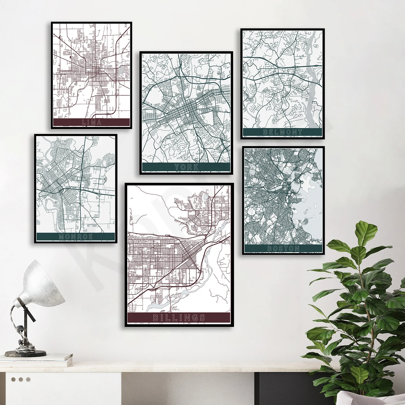 Billings Amarillo Shreveport Philadelphia Lima York Crossville Belmont Monroe Boston Louisville . City Travel Map Poster