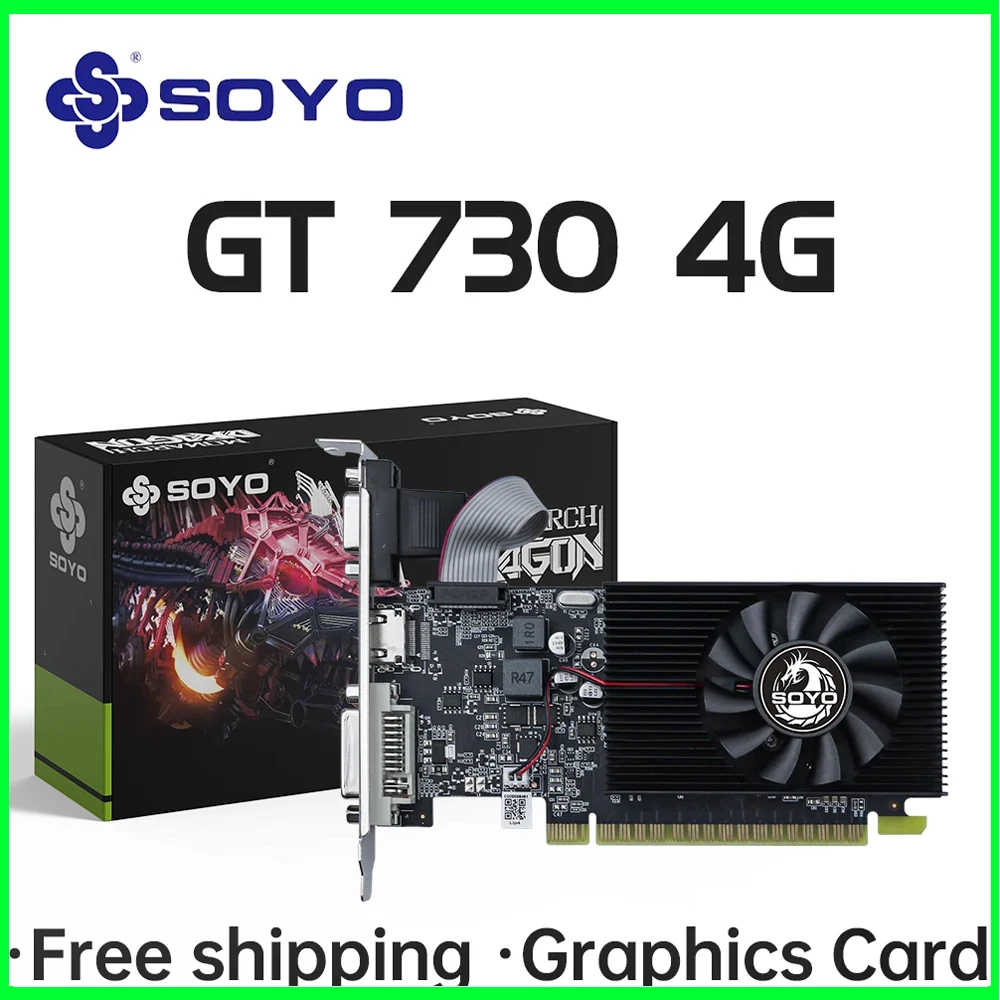 

SOYO GT730 4 ГБ видеокарта половинной высоты GDDR3 GPU 128Bit HDMI-совместимая VGA DVI PCI-E 3.0 Placa De Video для настольного компьютера