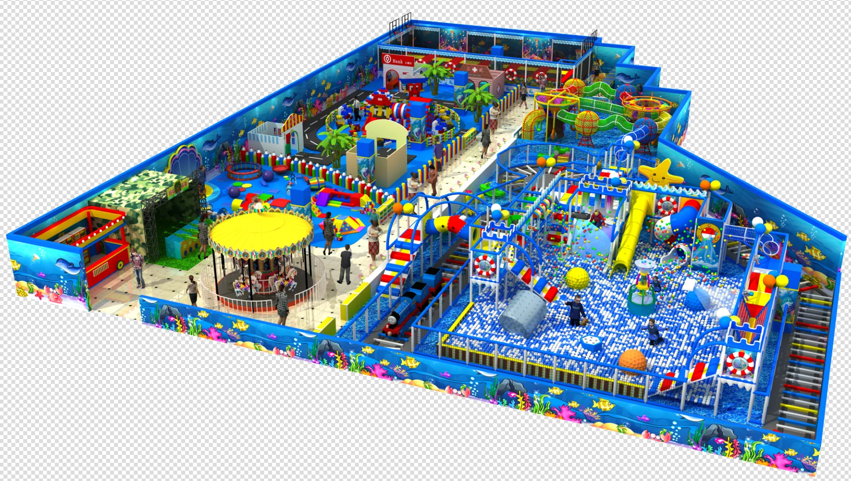حالمة طفولي متعة آمنة صديقة للبيئة ملعب داخلي تصميم ثلاثي الأبعاد مخطط لتخصيص المشهد التجاري لقلعة نطاطة #4
