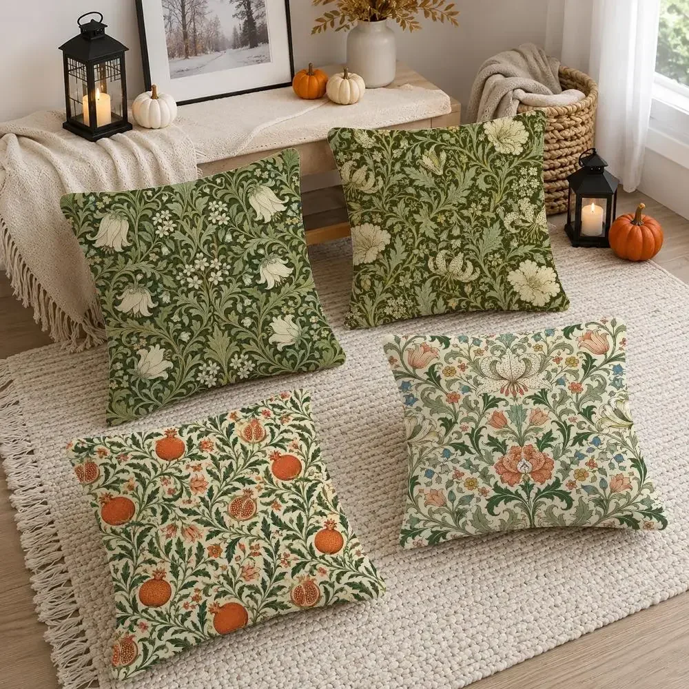 Artist William Morris Cushion Cover Soft Fluffy Short Plush  Pillow Case Throw Decorative  for Sofa Bedroom Home Decor