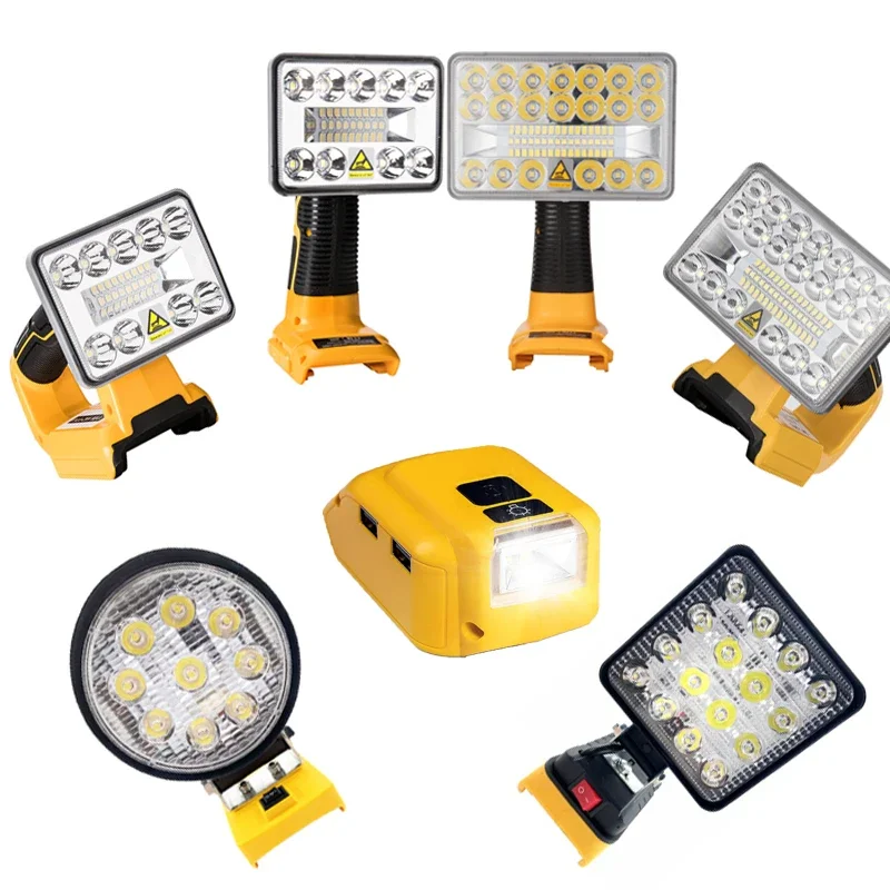 3/4/5inch LED Light For DEWALT Lamp Work Light Tool Light Flashlight 12W-30W Camping tools Campfire for 14.4V-20V Li-ion Battery