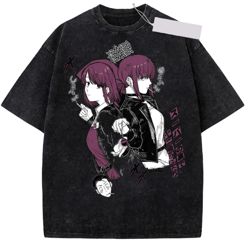 Smoking Behind The Supermarket with You Anime T-Shirt Men Miss Yamada Wash Cotton T Shirts Yamada and Tayama Short Sleeve Tees