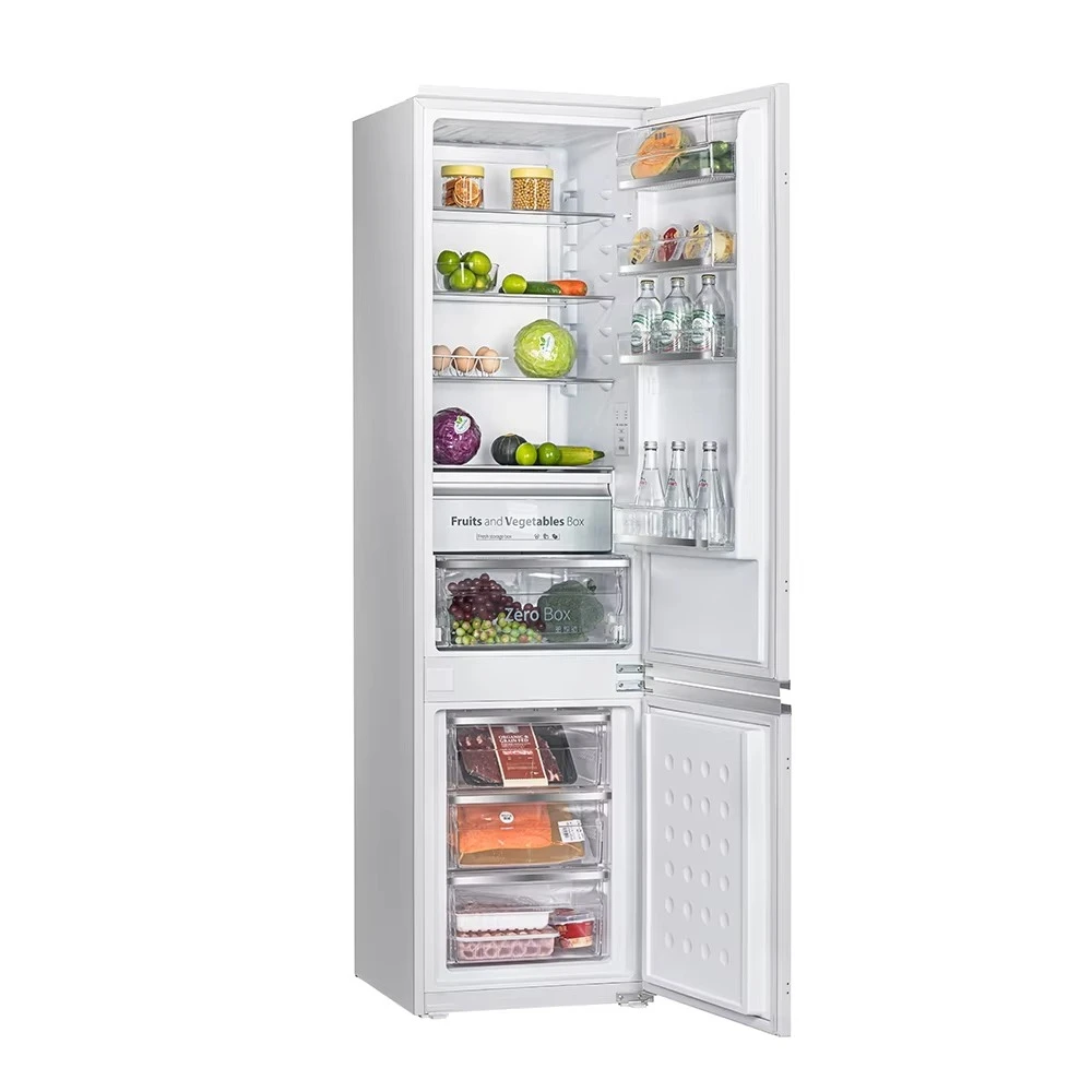 Seamless Kitchen Hotel Household Use Energy Efficient Grade 260L Fully Integrated Refrigerator Bottom Air Outlet Built-in