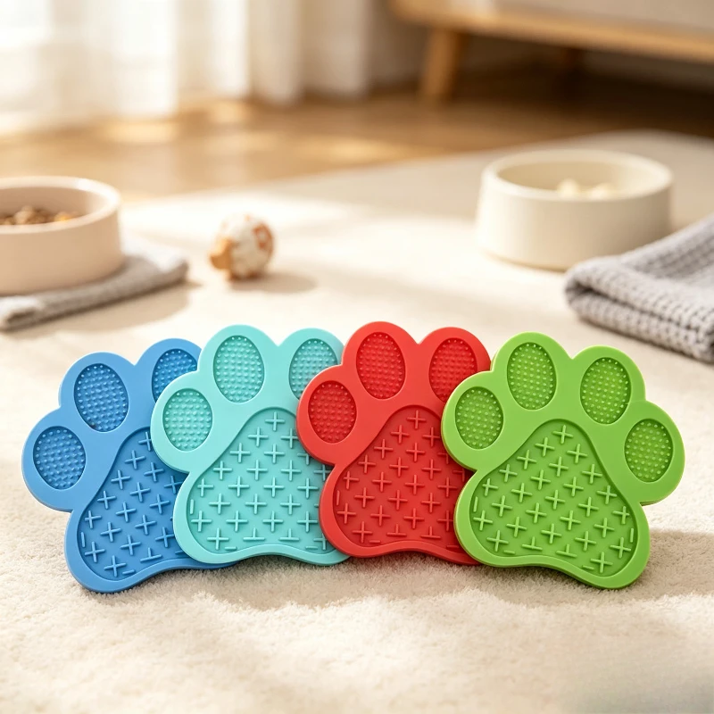Silicone Paw Pet Lick Mat with Suction Cups Anti-choke Slow Feeding Mat for Dogs Cats Healthy Feeding Training