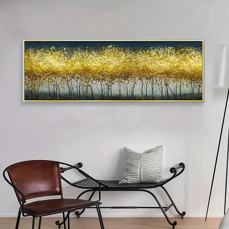 1pc Modern Gold Leaves Tree Forest Wall Art Canvas Paintings Poster Pictures Print For Living Room Bedroom Interior Home Decorat