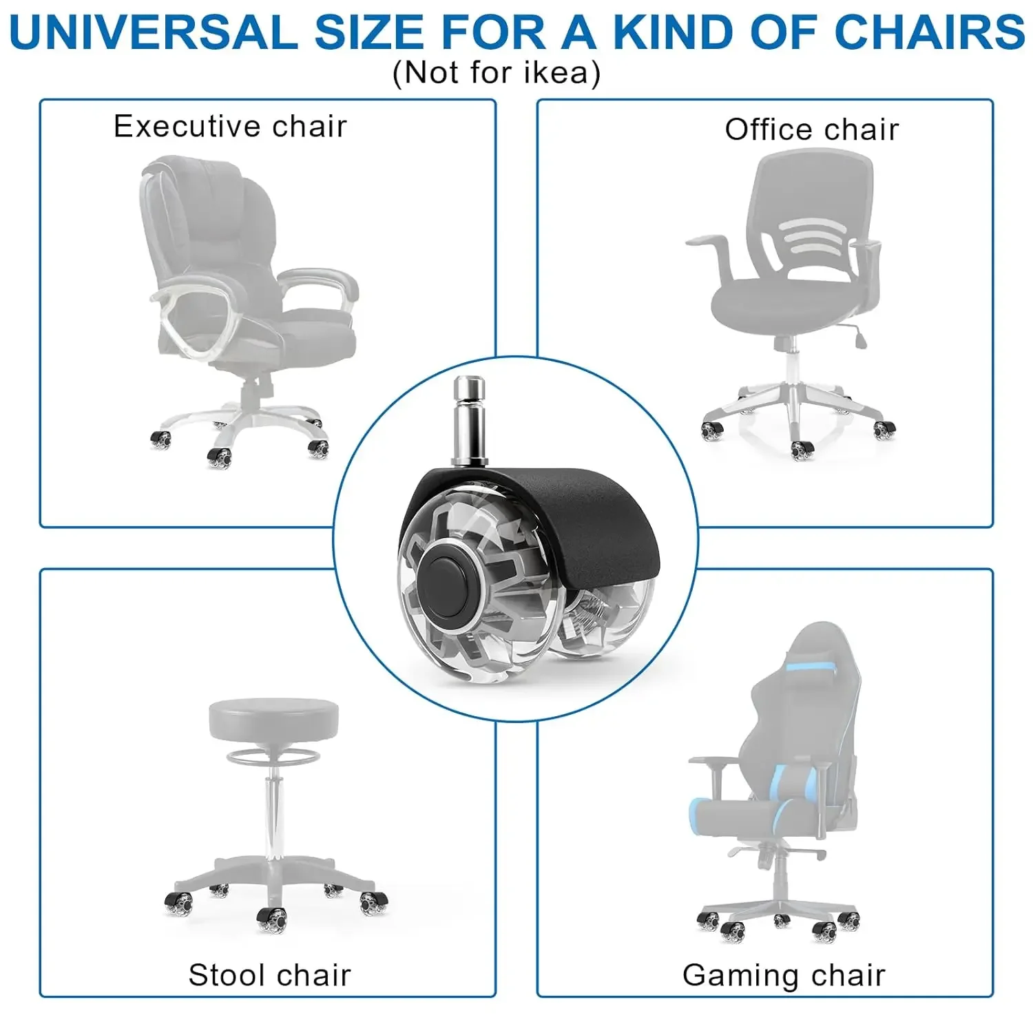 Set of 5 Office Chair Wheels Caster Wheels