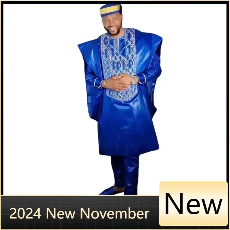 

Elegant African Clothes for MenTraditional Embroidery Wedding Party Evening 3 Piece Dashiki African Matching Clothes Outfits