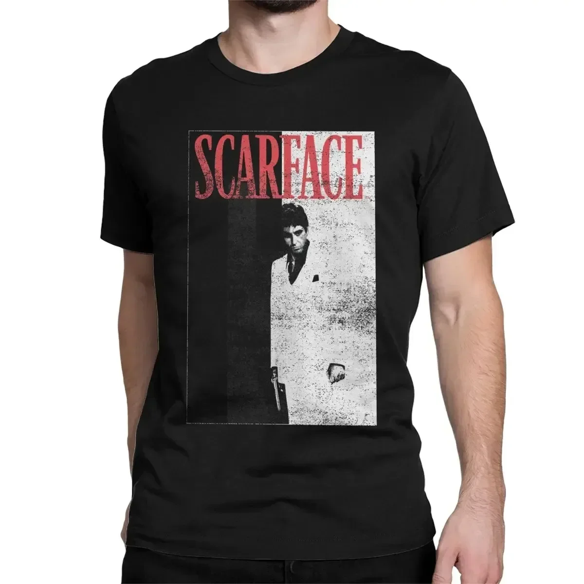 Scarface Two Toned Movie Poster T-Shirts For Men Hipster Cotton Tee Shirt Round Neck Short Sleeve T Shirt Gift Idea Clothes