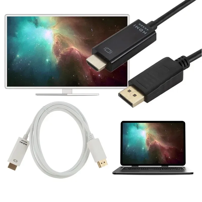 GRWBEOU-4KディスプレイポートからHDMI互換アダプター、コンバーター、オスケーブル、ビデオ、オーディオ、PC、TV、1.8m