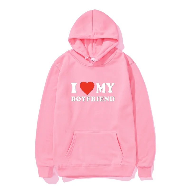 

I Love My Girlfriend and I Love My Boyfriend Printed Hoodie Couple Fashion Sports Shirt Harajuku Casual Top