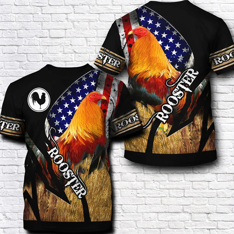 Summer New Rooster 3D Print T-shirt Mężczyźni Kobiety Krótki rękaw O-Neck T Shirts Oversized Harajuku Streetwear Tees Kids Tops Odzież