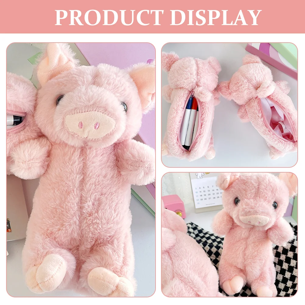 Pencil Case Pouch Pig Multi-function Bag Plush Portable Holder Zipper 2300X1000X800CM Decorative Lovely Student