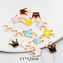 30pcs/pack 11*12mm Gold Color Tone Crown Shape Charm Pendants Alloy Metal Enamel Charms for DIY Jewelry Making