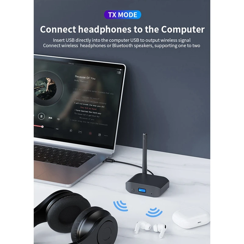 Bluetooth 5,3 адаптер приема передатчика 2 в 1 Qualcomm для APTX аудио декодирования аудио Bluetooth B55 адаптер