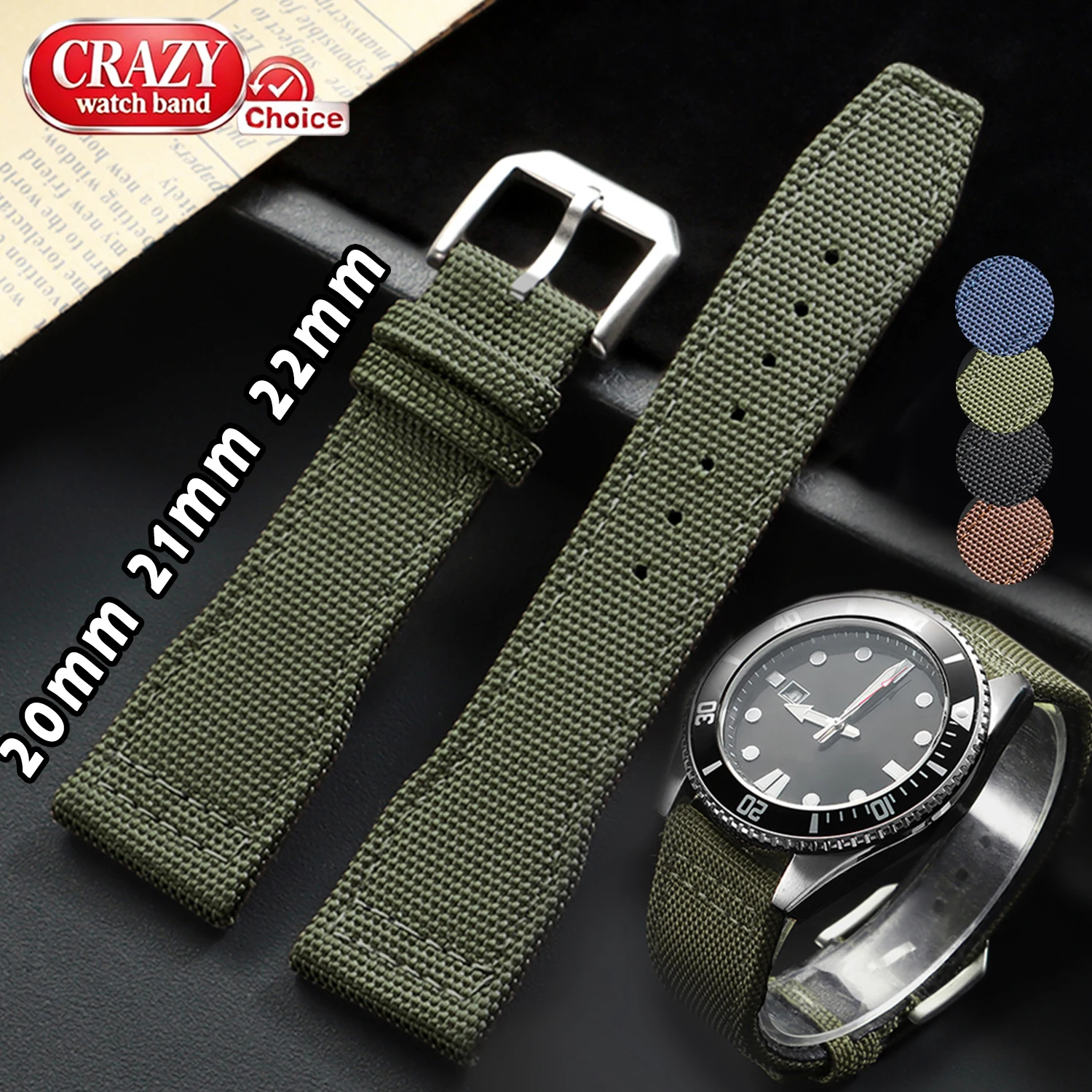 Nylon Leather Watch Strap Universal for Seiko for IWC Pilot for DW Band 20mm 21mm 22mm Sailcloth Women Men Replacement Wristband