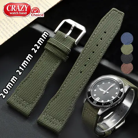 Correa de reloj de nailon y cuero universal para Seiko, IWC Pilot, DW, de 20mm, 21mm, 22mm, de lona, para hombre y mujer, correa de repuesto