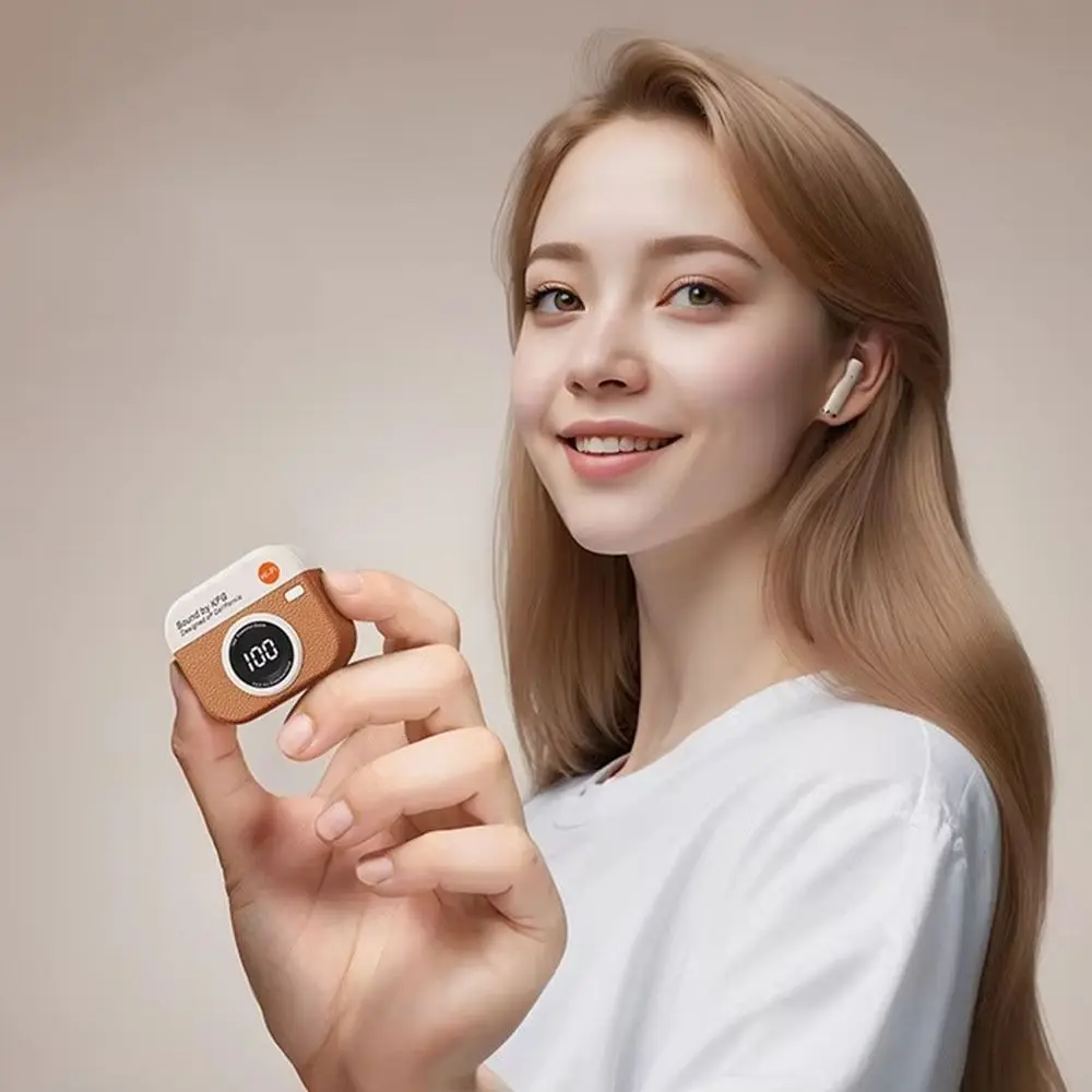 Retro Camera Wireless Headphones In-Ear with Touch Control Sports Headset LED Screen HiFi Stereo HiFi Stereo Headphone