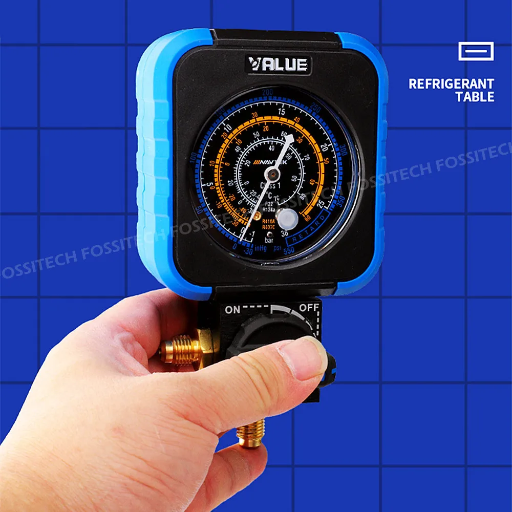 VRM1-B-0403/VRM1-B-0404 Single Manifold Gauge Air Conditioner Pressure Manometer R22/R134/R410/R600 Refrigerant Fluoride Gauge