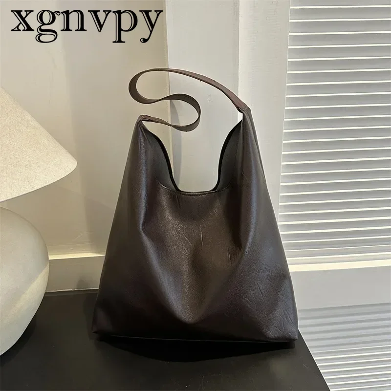 xgnvpy Niche Bag Women\'s New Simple All-in-one Handbag Single Shoulder Large Capacity Underarm Bag Commuter Bucket Tote Bag