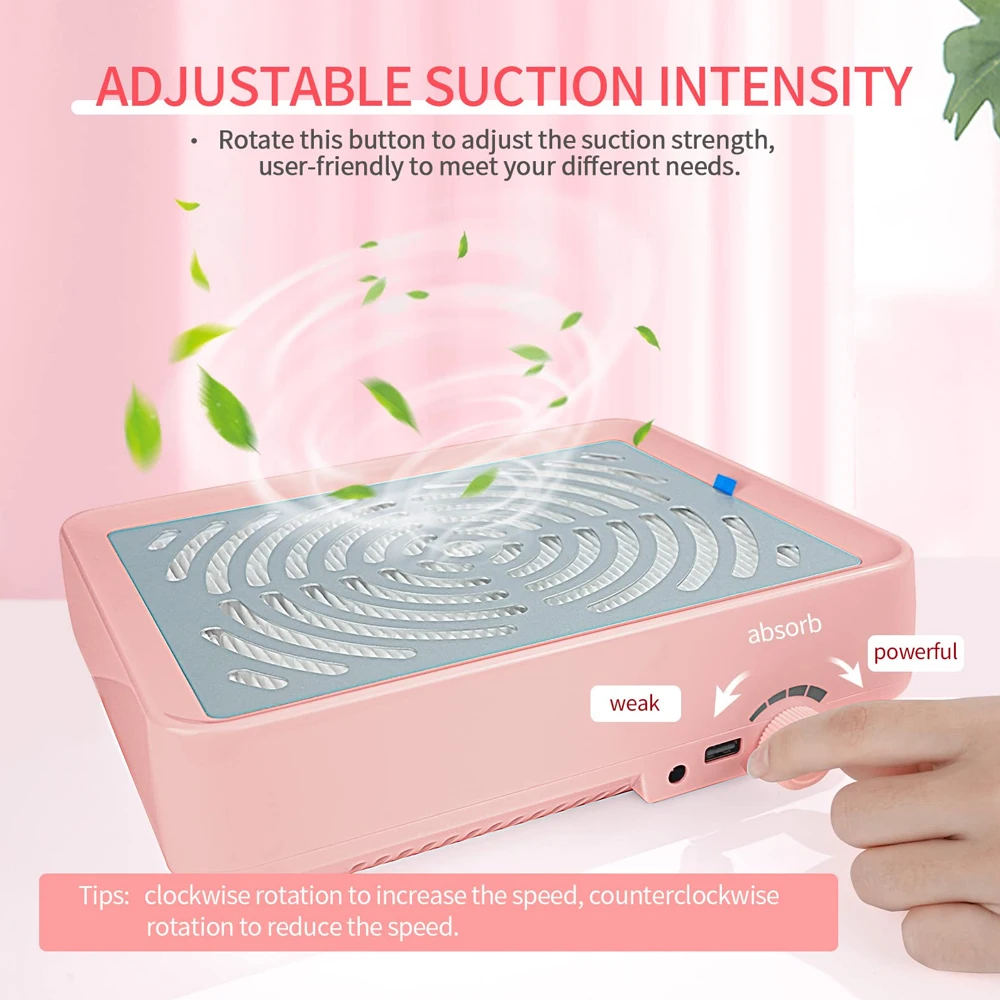 Nail Dust Collector With Lamp Powerful Nail Vacuum Fan Nail Dust Suction Collector Extractor 40W Dust Colector For Manicure