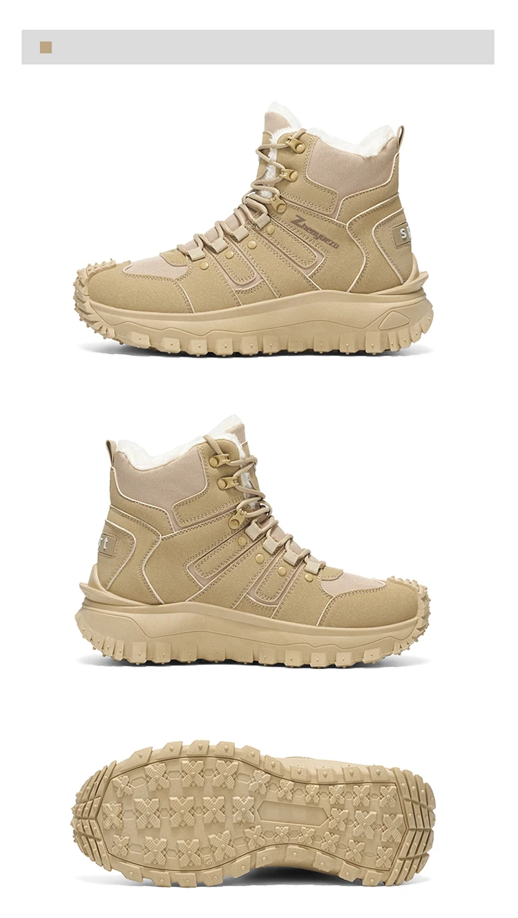 Winter-Essentials Schneestiefel, Outdoor-Wanderstiefel mit Fleecefutter, Warme Herren-High-Top Rutschfeste Wanderschuhe – Detail 21