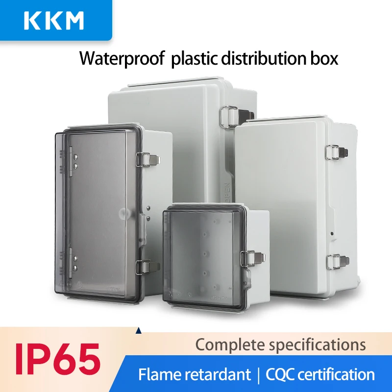 

IP65 Waterproof Plastic Junction Box Outdoor Electrical Project Enclosure with Hinged Grey Cover for Instrument Housing
