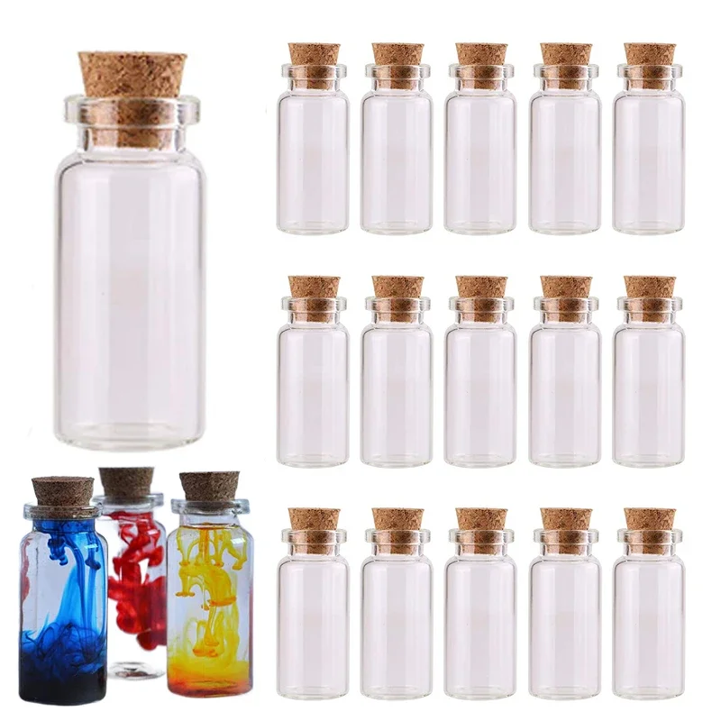 100 Stück 5 ml-20 ml Mini-Klarglas-Treibflasche mit Korken für Weihnachten, Hochzeit, Geburtstag, Party, Dekoration, DIY-Kunsthandwerk