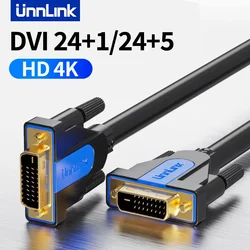 Kabel Unnlink DVI DVI-D 24 + 1/24 + 5 4K @ 30Hz dwukanałowy 1.5M 3M 5M 8M 15M dla komputera projektor TV Monitor