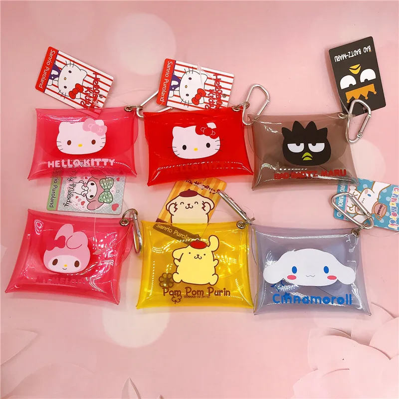 Cartoon Sanrio Jelly wallet card bag Kuromi big ear dog PVC transparent storage bag Key bag backpack pendant